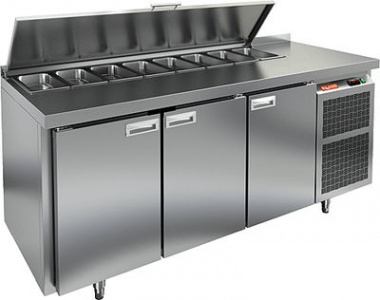 Стол для салатов Hicold SL1-111GN (1/3) З (+2+10), 3 двери, нерж.зад.стенка 1835х700х850мм