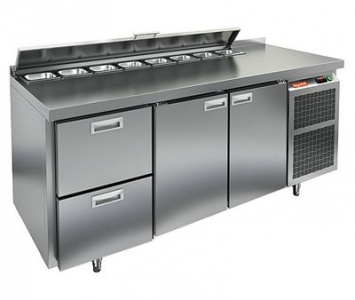 Стол для салатов Hicold SL2-211GN (1/6) (+2+10), 2 двери, 2 ящика, 1835х700х850мм
